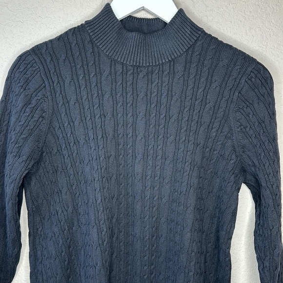 Lands End Cable Knit Fine Gauge Mock Neck Tunic Sweater Size M/P - Picture 3 of 12